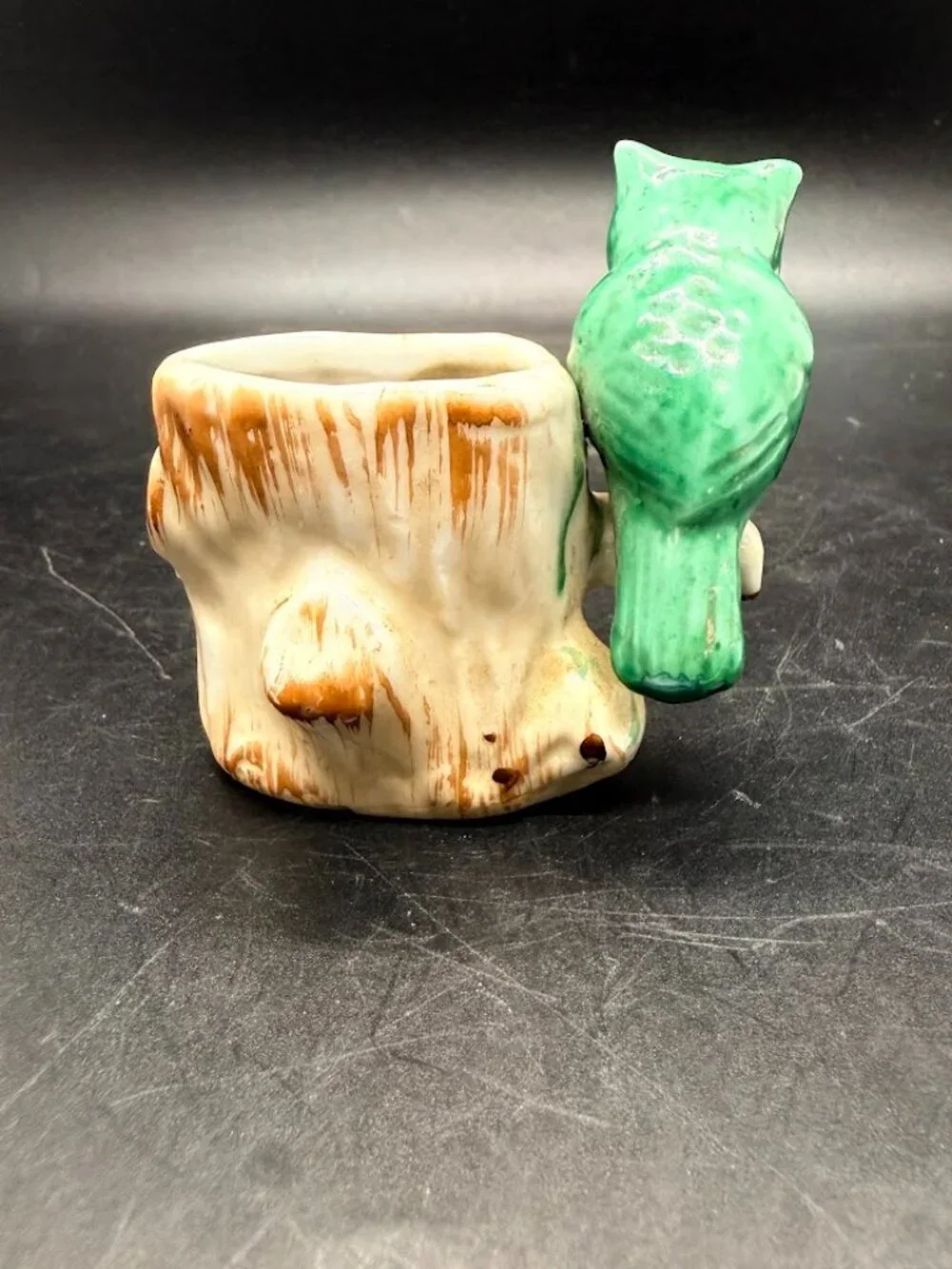 Vintage MCM Owl on Branch Toothpick Holder Planter Occupied Japan 1940s 1950s
